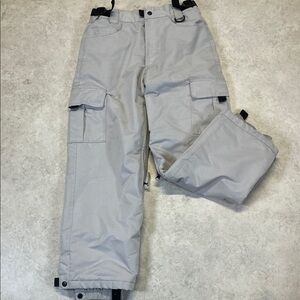 Helix Snowboard Pants Youth L Gray Cargo Ski Snow Pants
